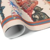 ANTIEK RIDDERHELMEN, ROODBLAUWE VEREN, DRAKEN CADEAUPAPIER (Rol Hoek)