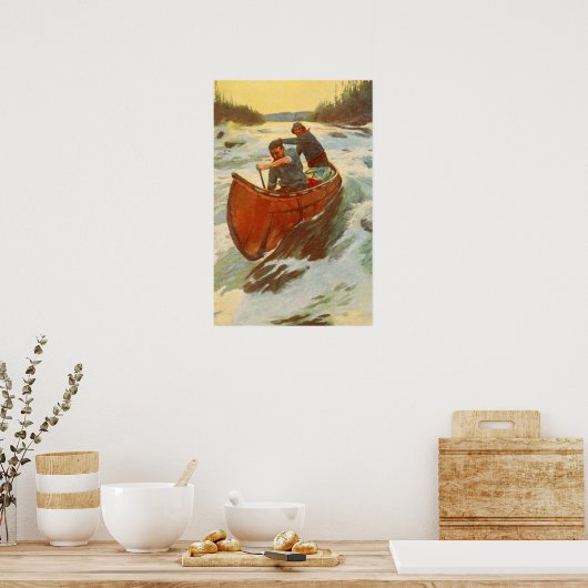Antiek rivier Rapids Canada Oliver Kemp Poster (Keuken)