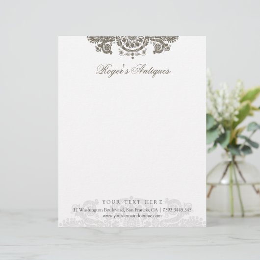 Antiek Rococo  Letterhead Briefhoofd (Staand voorkant)
