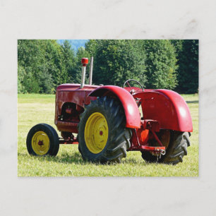 Antiek rode Boerderij tractor Briefkaart