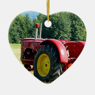 Antiek rode Boerderij tractor Keramisch Ornament