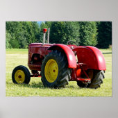 Antiek rode Boerderij tractor Poster (Voorkant)