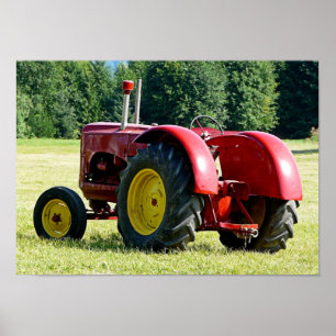 Antiek rode Boerderij tractor Poster