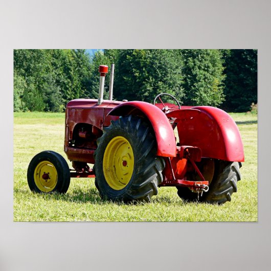 Antiek rode Boerderij tractor Poster (Voorkant)