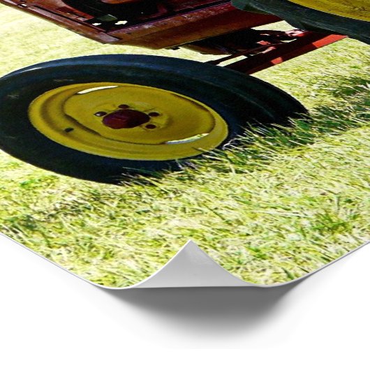 Antiek rode Boerderij tractor Poster (Hoek)
