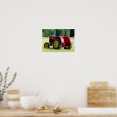 Antiek rode Boerderij tractor Poster (Keuken)
