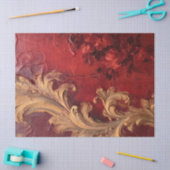 Antiek rode bordeaux faux gouden barokke ornamente tissuepapier (Craft)