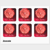 ANTIEK RODE DRUIVENWIJN RODE WAXSEAL VIERKANTE STICKER (Vel)