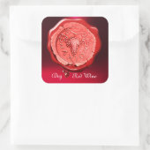 ANTIEK RODE DRUIVENWIJN RODE WAXSEAL VIERKANTE STICKER (Tas)
