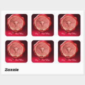 ANTIEK RODE DRUIVENWIJN WAX SEAL VIERKANTE STICKER (Vel)