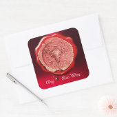 ANTIEK RODE DRUIVENWIJN WAX SEAL VIERKANTE STICKER (Envelop)