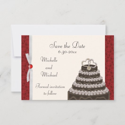 Antiek rode Florentine Sla de datum op Save The Date (Voorkant)