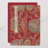 Antiek rode Franse stof van Villefranche Feestdagenkaart (Voorkant / Achterkant)