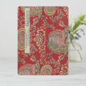 Antiek rode Franse stof van Villefranche Feestdagenkaart (Staand voorkant)