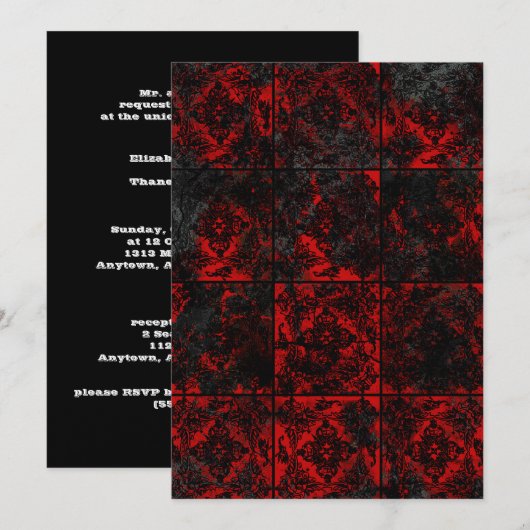 Antiek Rode Gothische bruiloft Kaart (Voorkant / Achterkant)