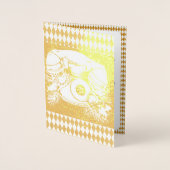 Antiek rode kerst telefoon cadeau folie kaarten (Voorkant)