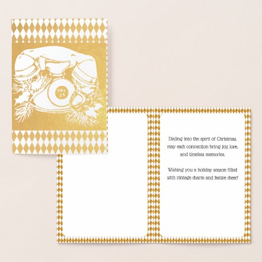 Antiek rode kerst telefoon cadeau folie kaarten (Display)