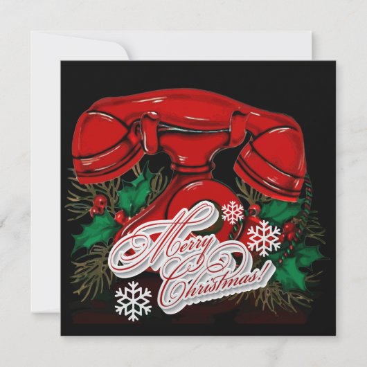 Antiek rode kerst telefoon feestdagenkaart (Voorkant)