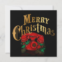 Antiek rode kerst telefoon feestdagenkaart