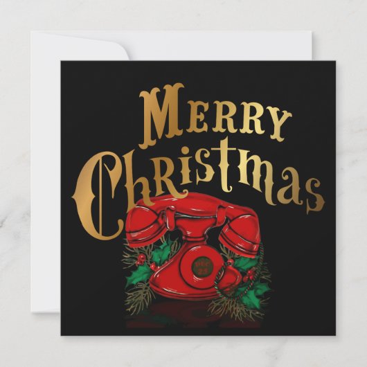 Antiek rode kerst telefoon feestdagenkaart (Voorkant)