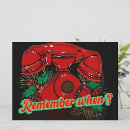 Antiek rode kerst telefoon feestdagenkaart (Staand voorkant)
