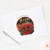 Antiek rode kerst telefoon gepersonaliseerd ronde sticker (Envelop)
