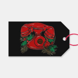 Antiek Rode Kerstmis Telefoon Coördineren Cadeaulabel