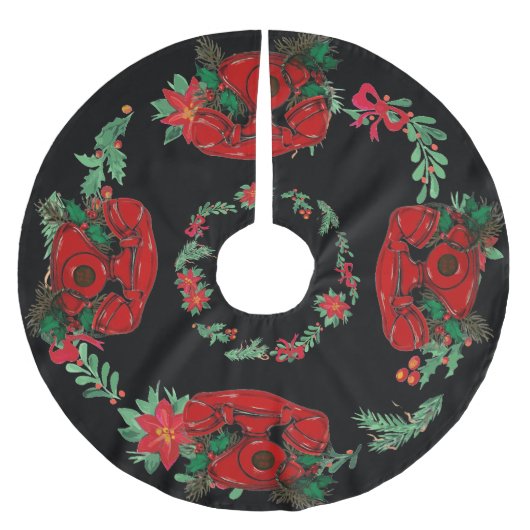 Antiek Rode Kerstmis Telefoon Coördineren Kerstboom Rok (Voorkant)