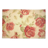 Antiek rode roos bloemig kussensloop (Achterkant-Links)