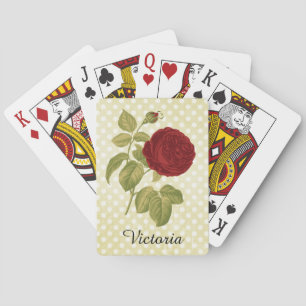 Antiek rode roze Parchment Polka Dots gepersonalis Pokerkaarten