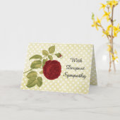 Antiek rode roze Parchment Polka Dots Sympathie Kaart (Gele Bloem)