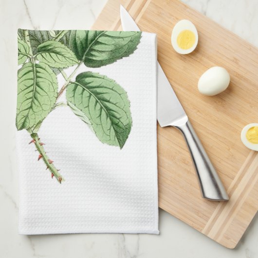 Antiek rode roze - Uw keuze voor tekst Theedoek (Quarter Fold)