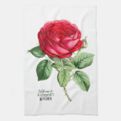 Antiek rode roze - Uw keuze voor tekst Theedoek (Verticaal)