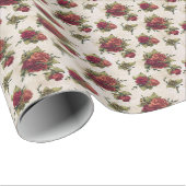 Antiek rode rozenbehangpapier cadeaupapier (Rol Hoek)