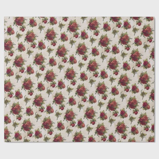 Antiek rode rozenbehangpapier cadeaupapier (Vlak)