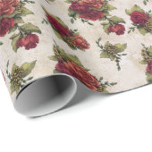 Antiek rode rozenbehangpapier cadeaupapier (Rol Hoek)