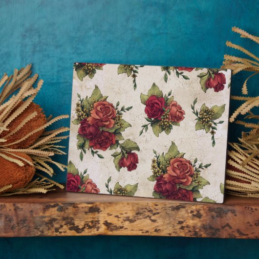 Antiek rode rozenbehangpapier fotoplaat (Zijkant)