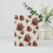 Antiek rode rozenbehangpapier kaart (Staand voorkant)