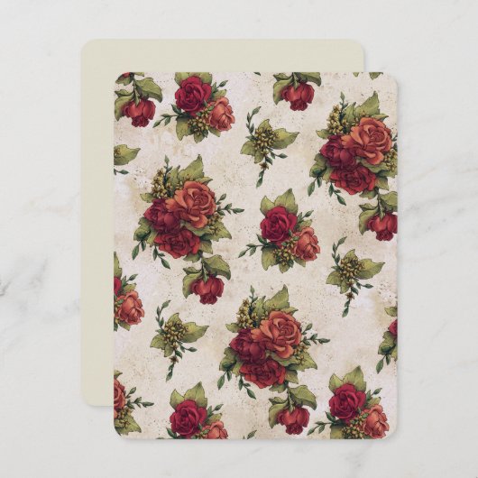 Antiek rode rozenbehangpapier kaart (Voorkant / Achterkant)