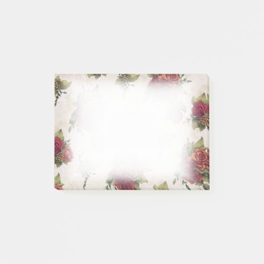 Antiek rode rozenbehangpapier post-it® notes (Voorkant)