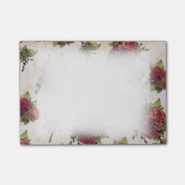 Antiek rode rozenbehangpapier post-it® notes