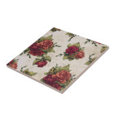 Antiek rode rozenbehangpapier tegeltje (Zijkant)