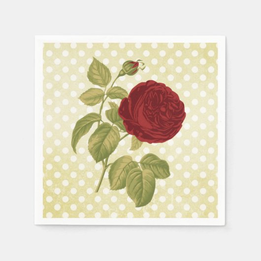 Antiek rode rozenwagentjes servet (Voorkant)