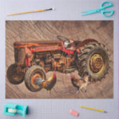 Antiek rode tractor haan tissuepapier (Craft)