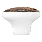 Antiek rode tractorkeramische knop (Zijkant)