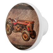 Antiek rode tractorkeramische knop (Rechts)