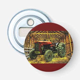 Antiek rode trekker bijtende schuur button flesopener