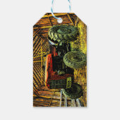 Antiek rode trekker bijtende schuur cadeaulabel (Achterkant)