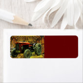 Antiek rode trekker bijtende schuur etiket (Insitu)