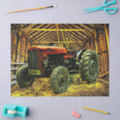 Antiek rode trekker bijtende schuur tissuepapier (Craft)